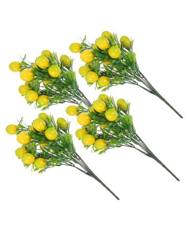 ADOCARN 4pcs Plastic Lemon Branch Fake Lemons Fake Lemon Branches Fake Lemon Tree Stems Artificial Lemon Stem Fake Fruit Branches Artificial Lemon Tree Stem Yellow Home Decor Bundle Orange