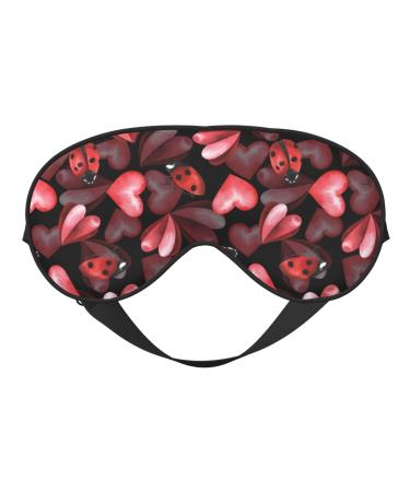 Ladybugs and Red Hearts Sleep Mask Adjustable Double -Sided Eye Mask Soft Sleeping Eye Covers for Sleeping Perfect Shading Reduce Eye Edema