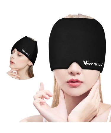 Headache Cap Migraine  Headache Relief Cap with 360  Fitting  Double Piece Gel Ice Cap  Headache Relief hat for Migraine  Natural Hot or Cold Therapy for Headache  Tension  Puffy Eyes  Stress Relief Black