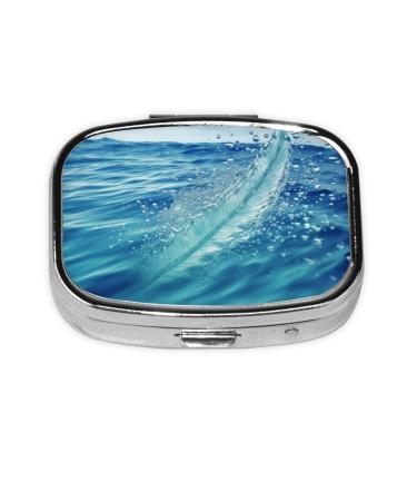 Ocean Water Printed Square Pill Box Portable Travelling Pill Box Medicine Organiser