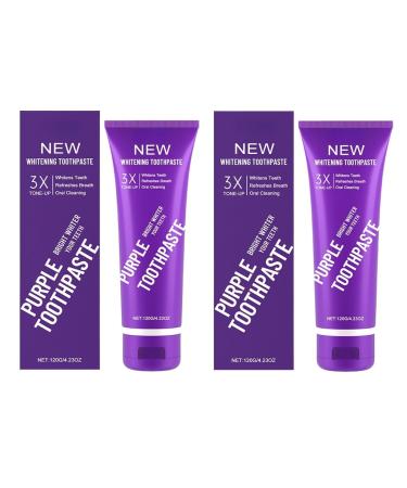 Purple Toothpaste Gentle Daily Care - Removes Stains & Odors Freshens Breath Strengthens Enamel Cleans Teeth(2PCS)