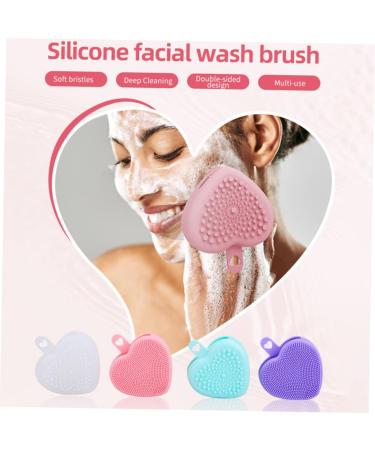 Handheld Facial Cleansing Brush Silicone Face Scrubber Heart Shaped Face Brush Manual Exfoliating Brush Double Side Face Brush Facial Exfoliator Heart-shaped Silica Gel Washbasin 9.8x8.4cm - Buy Online on GoSupps.com