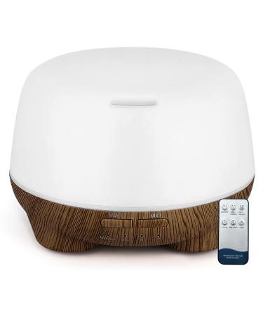 SK DEPOT Essential Oil Diffuser 500ml Ultrasound Aromatherapy Diffusers Remote Control Air Quiet Diffuser Aroma Diffusers Humidifier 7 Colors of Lights and for Bedroom Yoga Spa (Dark + White) Dark+white