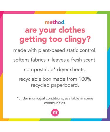 Method Dryer Sheets - Fresh Air Scent, 80 Sheets per Pack - Eco-Friendly Fabric Softener - Buy Online on GoSupps.com