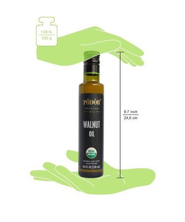 PDR Premium Organic Walnut Oil - 8.4 fl. Oz. 100% Natural Cold-Pressed Vegan Gluten-Free Non-GMO - Glass Bottle - Buy Online on GoSupps.com