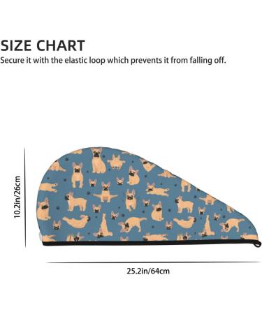 Hair Towel Wrap - Quick Drying Hair Turban with Button | French Bulldog Yoga Design - Buy Online on GoSupps.com