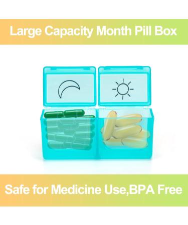Yewltvep Monthly Pill Organizer - 2X Daily 30-Day Medication Tracker with Travel Case 32 Compartments - Convenient White Pill Box - Buy Online on GoSupps.com