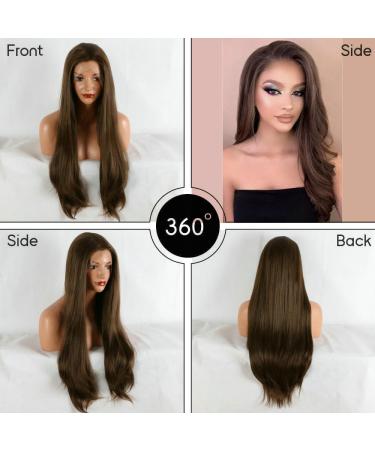 Shop Naturally Looking Brown Lace Front Wig - High Temperature Resistance Smooth Synthetic Hair for Drag Queens - Buy Online on GoSupps.com