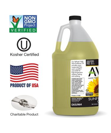 AVO ORGANIC High Oleic Sunflower Oil - 64 Fl-oz - Non-Stick Cooking Oil for Frying, Baking, Saut ing, and Salads - No Preservatives - Naturally Processed - Buy Online on GoSupps.com