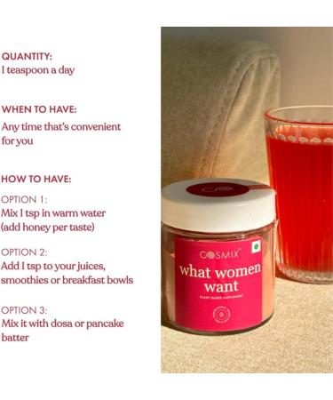 cosmix Hormonal Health PCOS & PMS Natural Plant-Based Superfood Blend with Shatavari Beetroot & Nettle Leaf| 60 Servings No s/Added Sugar Vegan 60 Grams (Pack of 1) Dark Pink - Buy Online on GoSupps.com