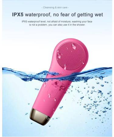 Rechargeable Waterproof Facial Cleansing Brush - Deep Cleansing Silicone Electric Scrubber for Men & Women - Gentle Exfoliation (Red) | International Shipping Available - Buy Online on GoSupps.com
