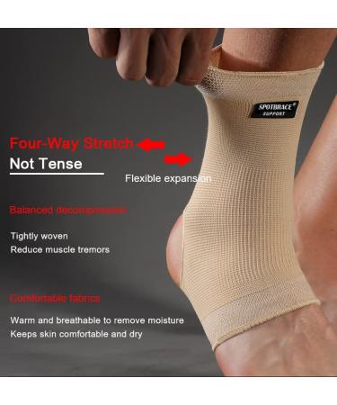 SPOTBRACE Ankle Brace Compression Sleeve (2 PACK) - Breathable Support for Men and Women - Ideal for Swelling, Plantar Fasciitis, Sprains - Nude, Large - Buy Online on GoSupps.com