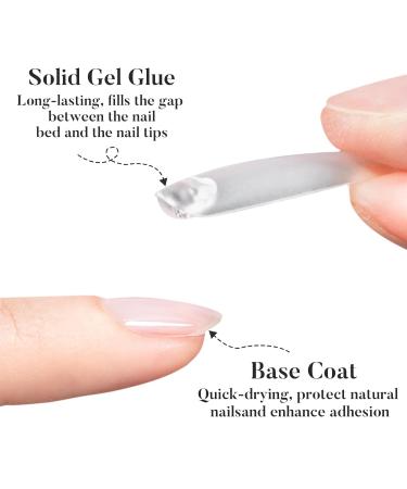 Solid & Base Nail Gel Set - 30g Solid Gel & 0.23 Fl Oz Base Gel for Press On Nails | Long Lasting UV/LED Cured Strong & Durable - Buy Online on GoSupps.com