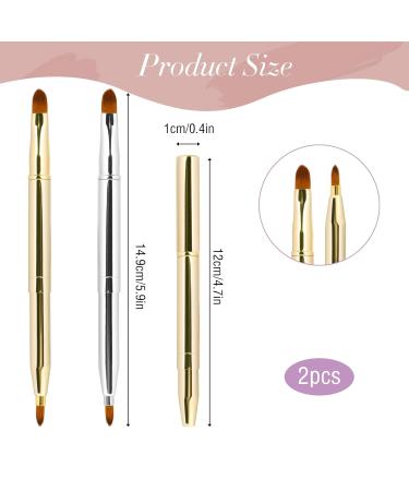 2-Piece Insertable Lip Brush Set - Double-Ended Lip Gloss Applicator & Concealer Brush - Portable Makeup Brushes in Gold & Silver - Buy Online on GoSupps.com