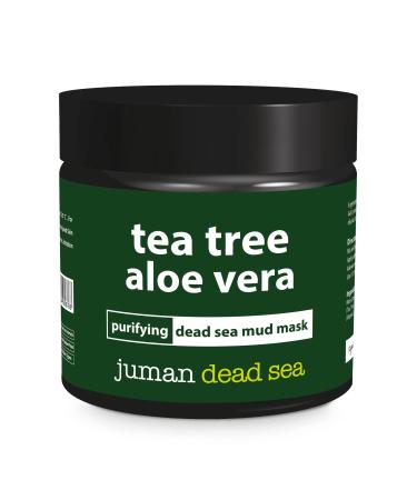 All Natural & Authentic TEA TREE ALOE VERA Purifying Facial MUD MASK with Dead Sea Salt Minerals - Paraben Free Not Tested on Animals All Skin Types Reduces Acne - Infused with Vitamin E (7.76 oz)