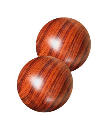 Gogogmy 2 pieces solid wood massage ball muscle massage balls muscle stretchball leisure ball massage roll for hand training ball hand massage ball hand massage accessories 5.5x5.5cm brown