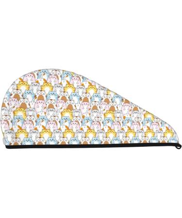 Buy Cute Colorful Cat Cartoon Microfiber Hair Towel - Soft Super Absorbent Quick Dry Cap for Long Curly Hair | Perfect for Women - Buy Online on GoSupps.com