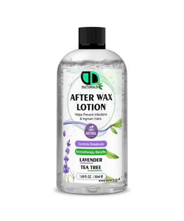 DD teck After-wax lotion with lavender and tea tree oil Soothes and calms the skin moisturizes and nourishes prevents ingrown hairs and bumps accelerates skin healing leaves skin feeling
