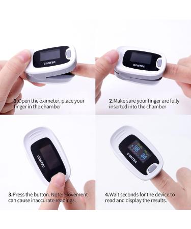 CONTEC CMS50NA Pulse Oximeter - Fingertip Blood Oxygen Monitor SpO2 PR Value Waveform - Grey - Buy Online on GoSupps.com