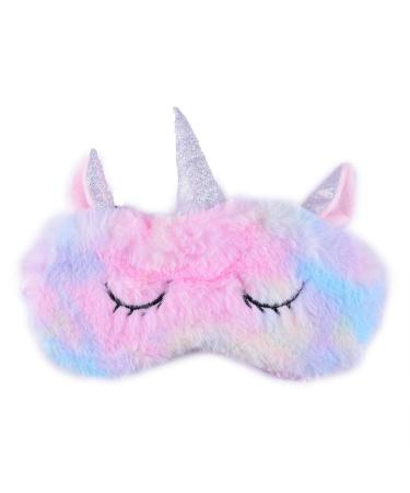 Ulbemoll Cute Unicorn Sleeping Mask Soft Fluffy Plush Blindfold Funny Novelty Animal Sleep Mask Eye Cover Eyeshade for Kids Girls Boys Women Men Night Nap Travel Meditation