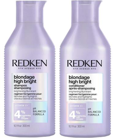 Redken Routine Illuminatrice pour Cheveux Blonds et M ch s en Manque d'Eclat Illumine et Hydrate Blond Lumineux Vitamine C et Prot ines de Bl Blondage High Bright 1 - Duo
