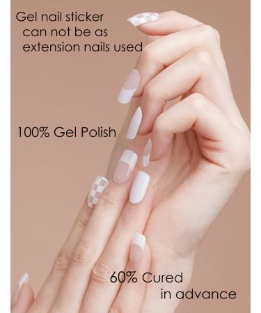 Buy Semi Cured Gel Nail Strips | 20pcs French White Plaid Nail Wraps | UV Gel Nail Stickers for DIY Home Manicure - Buy Online on GoSupps.com