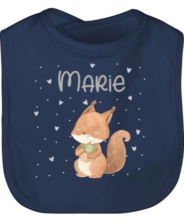 Gift with name personalized by Shirtracer - Baby Bib - Animals - Squirrel Eichhorn Squirrel 1 Navy Blue