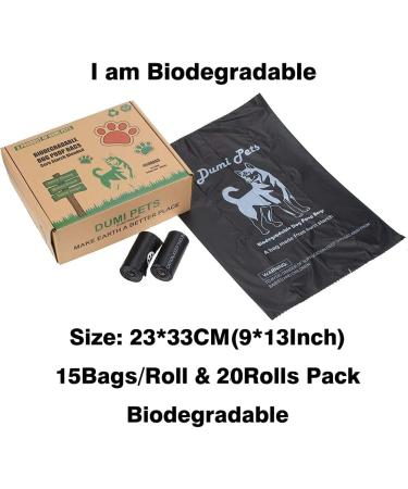 Dumi Pets Biodegradable Poop Bags Extra Thick and Strong Poo Bags Corn Starch Blended Pet Bags 20rolls 300 PCS Eco Friendly Dog Waste Bag (Black) 300 Black - Buy Online on GoSupps.com