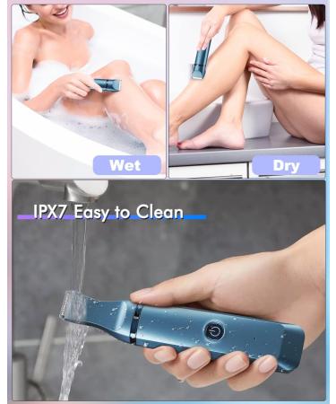 Ladies Bikini Trimmer - LNKERCO 2 in 1 Electric Razor IPX7 Waterproof for Legs, Arms, and Bikini Area - Blue - Buy Online on GoSupps.com