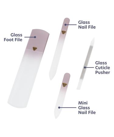 Shop Bona Fide Beauty Handmade Czech Glass Manicure Pedicure Gift Set - 4PC Rose Gold Set with Foot File Cuticle Pusher Mini & Regular Nail File - Perfect Gift for Women | International Shipping Available - Buy Online on GoSupps.com
