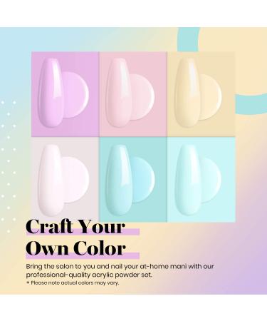 Beetles Acrylic Powder Nail Kit - 6 Pastel Colors for Professional Manicure at Home | Valentine's Day Gift Set for Women | Easter Nails - B-Pastel - Buy Online on GoSupps.com