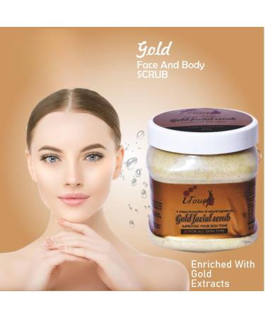 PRZX Gold Face & Body Scrub 500ml Gentle Exfoliating Cream for Smooth & Refreshed Skin Natural Ingredients Suitable for All Skin Types - Buy Online on GoSupps.com