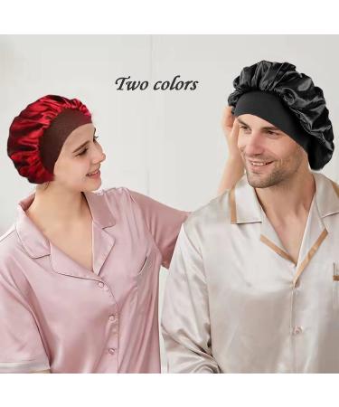 Satin Silk Hair Bonnet for Sleeping - Elastic Band, Soft & Gentle - 2 Pack - Buy Online on GoSupps.com