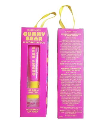 Trader Joe's Gummy Bear Flavored Lip Duo Set Lip Balm Butter & Overnight Lip Mask Sweet & Fruity Lip Gloss Pink
