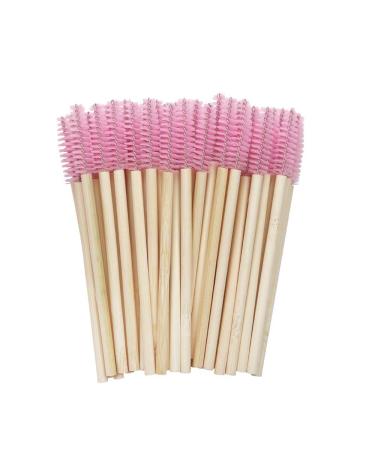 Mekupeu 100 Pack Eco-Friendly Bamboo Handle Eyelash Mascara Wands - Pink Disposable Makeup Brushes for Eye Lash Extension Tool Kit - Buy Online on GoSupps.com
