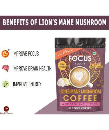 Way Of Pleasure Lion's Mane Mushroom Instant Coffee Caffeine Free For Boost Immunity Improve Gut Health For Men and Women 45g - Buy Online on GoSupps.com