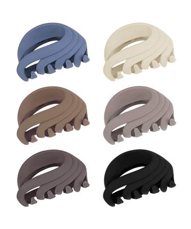 Medium Hair Claw Clips for Thin Hair, 2.6 Inch Hair Clips for Women Girls Kids, Strong Matte Flower Clips Jaw Clip for Fine Hair/Medium Thick Hair, Non Slip Hair Clamps with Gift Box (6 Packs) (neutral)