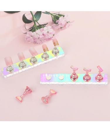 UHOMENY Nail Art Holder Stand for Painting Nails 10 pieces of Aurora Acrylic Nail Practice Stands DIY Nail Design Holders Nail Tips Display Stand for False Nails Manicure Tools (Transparent Pink) - Buy Online on GoSupps.com