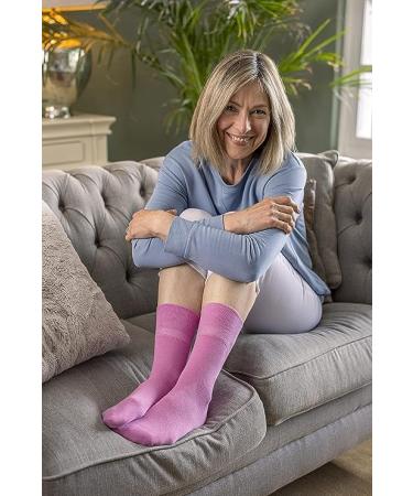 ZRWASKA Diabetic Socks For Women Wide Honey Comb top soft cuff Ankle Oedema friendly Non-Elastic Grip for Swollen feet Leg Non-Binding Circulatory Neuropathy Socks 4-8 (Pack 6) 4-8 Pink (6 Pairs) - Buy Online on GoSupps.com