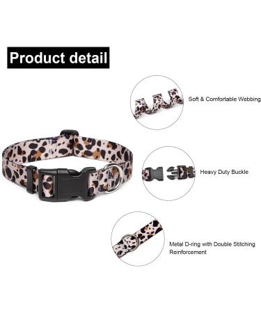 Suredoo Adjustable Dog Collar - Soft Nylon for Small Medium & Large Dogs | Leopard Print (M: 33-55 cm Neck) - Buy Online on GoSupps.com