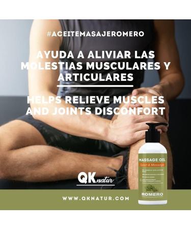  QKnatur ROSEMARY - Massage oil with high content of rosemary essential oil and extracts of harpagofito and calendula - muscle recovery - 500 ml. - Buy Online on GoSupps.com
