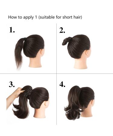 CJL HAIR Short Claw Clip Ponytail Extension 12 Inch - Ash Medium Brown/Ash Blonde - Synthetic Heat Friendly Fiber - for Women, Girls, Kids - Pack of 1 - Buy Online on GoSupps.com