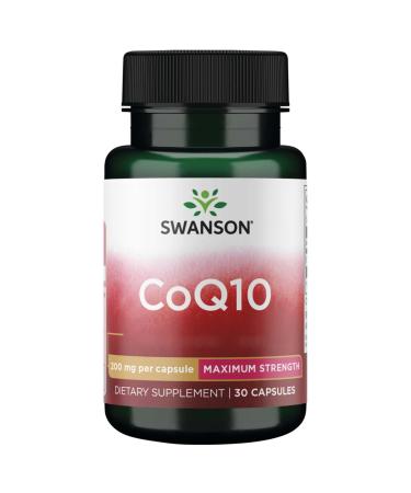 Swanson CoQ10 Maximum Strength 200mg Ubiquinone 30 capsules high dosage laboratory tested gluten-free soy-free non-GMO
