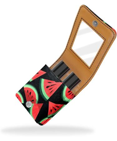 Travel Lipstick Organizer Case - Portable Makeup Bag with Mirror | Watermelon Black Background B545p1atbv | Shop Internationally - Buy Online on GoSupps.com