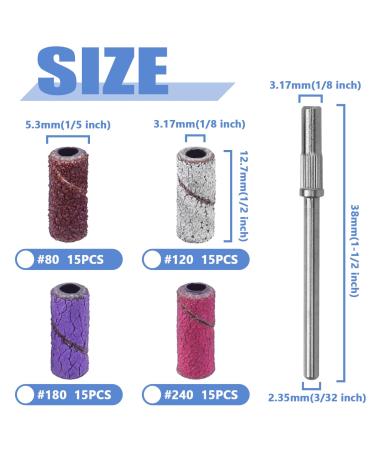 Mesee 60-Piece Sanding Bands for Nail Drill - 4 Colors - Coarse to Fine Grit - Efile Sand Set for Acrylic Nails - Manicures & Pedicures - Buy Online on GoSupps.com