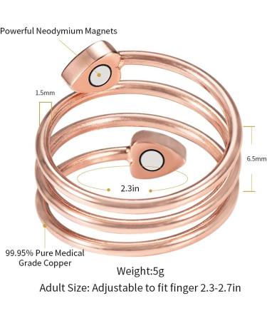 ENERCOPPEX 3500 Gauss Adjustable Magnetic Ring - 99.99% Pure Copper Classic Love Design Rose Gold for Women - Buy Online on GoSupps.com