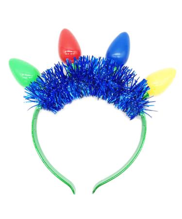 amangul Christmas Flashing LED Headband Fun and Festive Light Bulb for Kids Adults Glow in the Dark Accessories Party Favor(Blue)