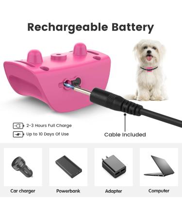 Rechargeable Small Dog Bark Collar | Humane & Safe Anti Bark Training | 7 Sensitivity Levels | Beep Vibration Mode | Pink - Buy Online on GoSupps.com