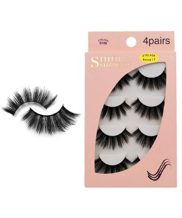 Thick Long Eyelashes False Eyelashes 4 Pairs 3D Imitation Water Mane Eyelashes Reusable Black - Buy Online on GoSupps.com