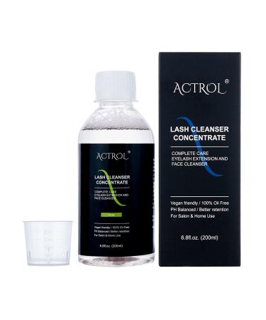 Eyelash Cleanser Concentrate Aloe 200ml Professional Lash Extensions Shampoo Natural Foaming Cleanser DIY Paraben & Sulfate Free Non-lrritating Wash for Extensions Lashes with Salon Home Care-Makes 60ml Bottles Eyelash Shampoo Aloe Vera 200ml